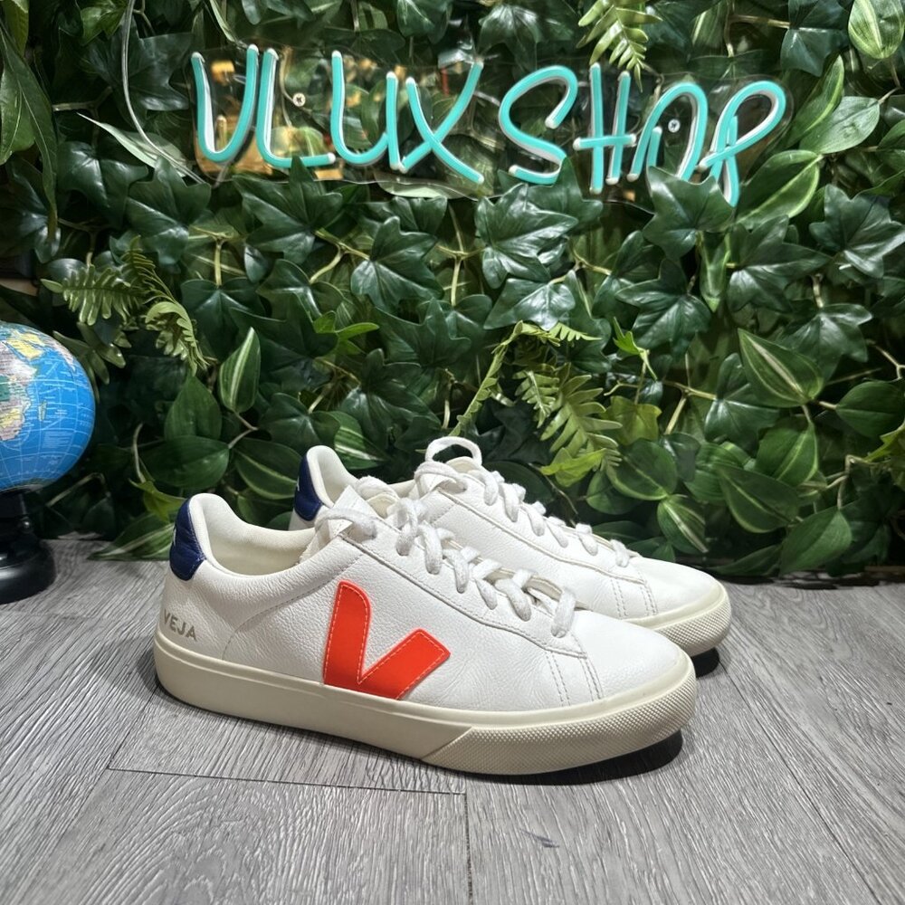 Veja Campo Chromefree White Orange Women Size 8.5 Fashion Sneaker Shoes